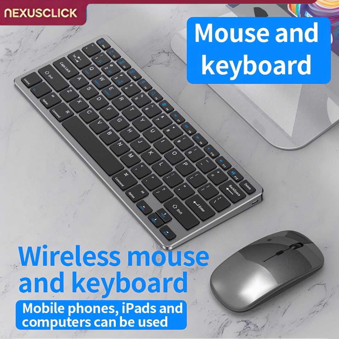 Gaming Keyboard And Mouse Combo Wireless - NexusClick 2.4G ワイヤレスキーボードマウスコンボ、人間工学に基づいた充電式ミニマルチメディアオフィスキーボードセット PC ラップトップ Macbook