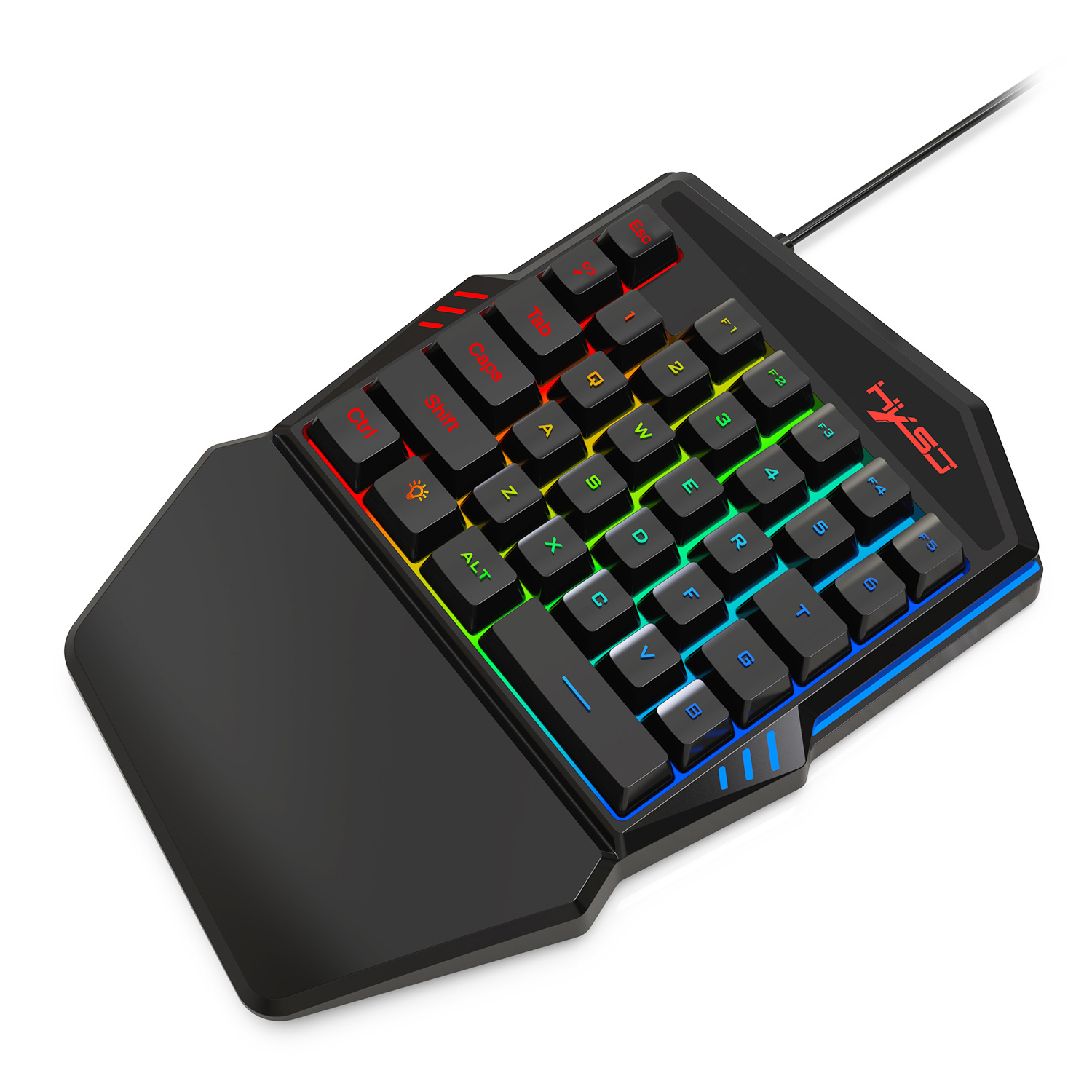 Gaming Keyboard Half - Hxsj-ゲーマー向けv100キーボード,35キー,片手,ledバックライト,usbケーブル付き,pubg lolおよびcsゲーマー向け,V100-2
