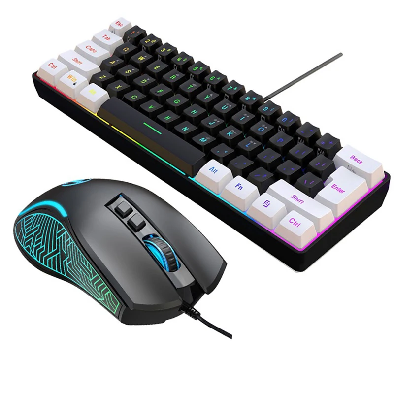 Gaming Keyboard And Mouse Combo Wireless - キーボードとマウス 60% コンピューターゲームコンボキット PC バックライト付き有線キーボード マウスキット