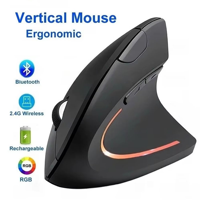 Gaming Keyboard Ergonomic - 人間工学に基づいた垂直マウス 2.4GHz Bluetooth 垂直グリップ ゲーミング学習デスクセットアップ ゲーマー向け学習デスクアクセサリー