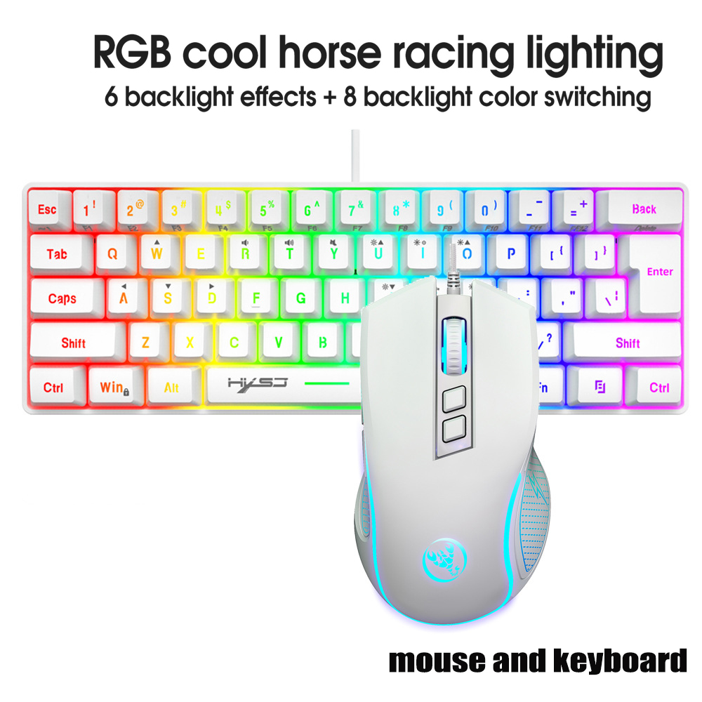 Gaming Keyboard Extension - キーボードとマウスのセット、ゲーマー向けキーボードコンボ、60%PCキーボード（白）、ゲーミングキーボードとマウスのセット、お得なキーボードとマウスのセット