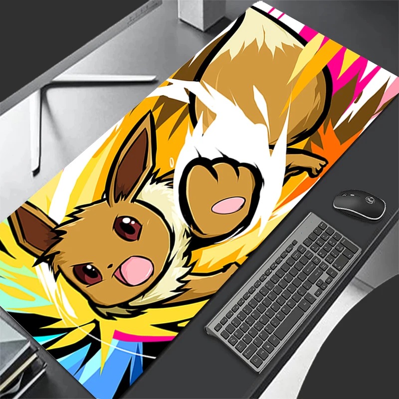 Gaming Keyboard En Mouse - P-ポケモン イーブイ アニメ ゲーミングマウスパッド、拡張ノンスリップデスクマットキーボードパッド PC ラップトップ