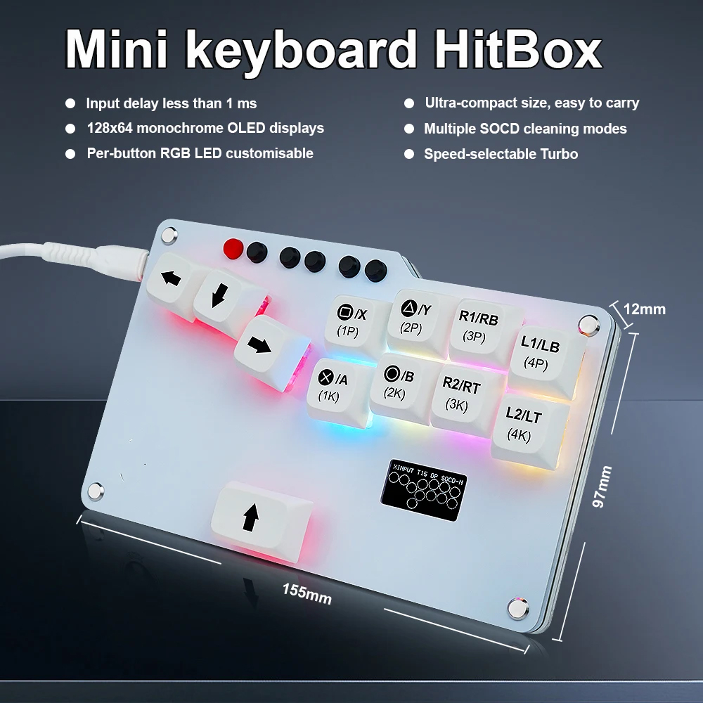 Gaming Keyboard No Rgb - Hitbox-ミニフィガースティックポケットキーボード、gps2040 ce、rgbチェリースイッチ、ホットスワッフ、ps3、ps4、misterfpga、スチーム、pc