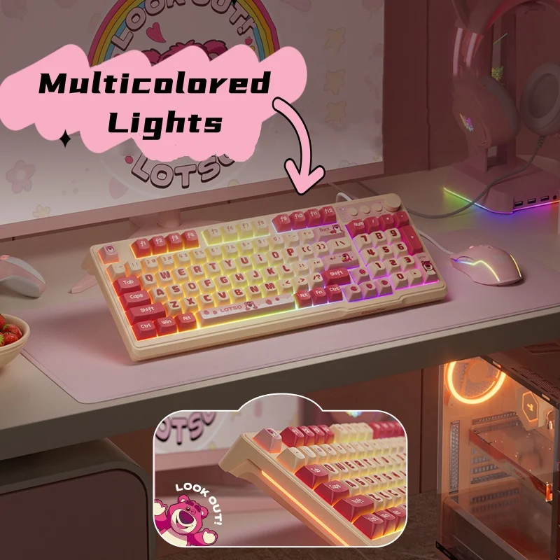 Gaming Keyboard And Mouse Set - Lotso キーボード 2.4 グラムワイヤレスゲーミングキーボードピンクガールゲーマーキーボードマウスセット Macbook のラップトップワイヤレスポータブルキーパッド