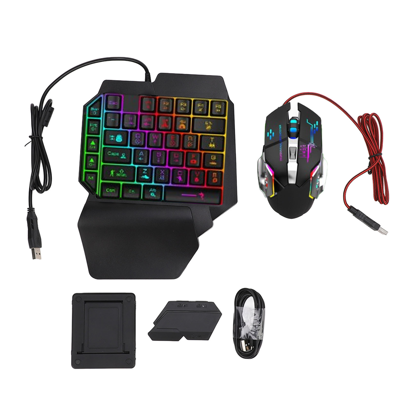 Gaming Keyboard And Mouse Set - キーボード マウス コンバーター セット 応答性の高い片手キーボード マウス