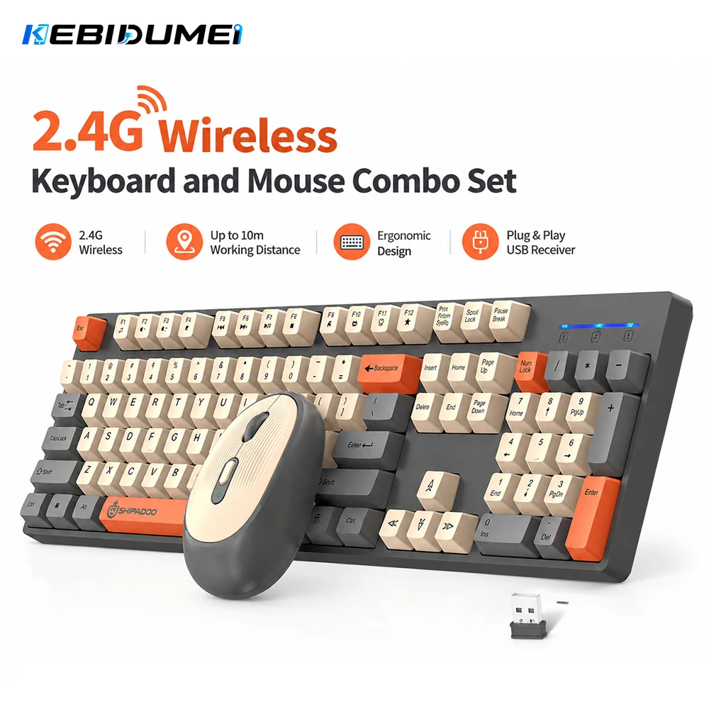 Gaming Keyboard Extension - KEBIDUMEI 2.4G ワイヤレスキーボードとマウスのコンボセット 調整可能な DPI ワイヤレスマウス