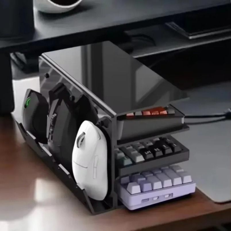 Gaming Keyboard Ergonomic - キーボードディスプレイスタンド 3段アクリルクリアラック マウスホルダー付き デスクトップオーガナイザーシェルフ オフィスゲームセットアップ用