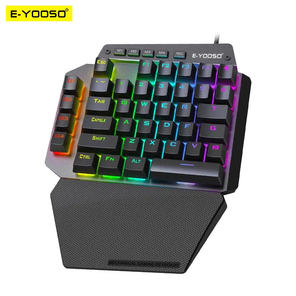 Gaming Keyboard 1 Hand - E-YOOSO K700 RGB 片手メカニカルゲーミング有線キーボードレッドスイッチ 44 キープログラム可能なゲームコンピュータ