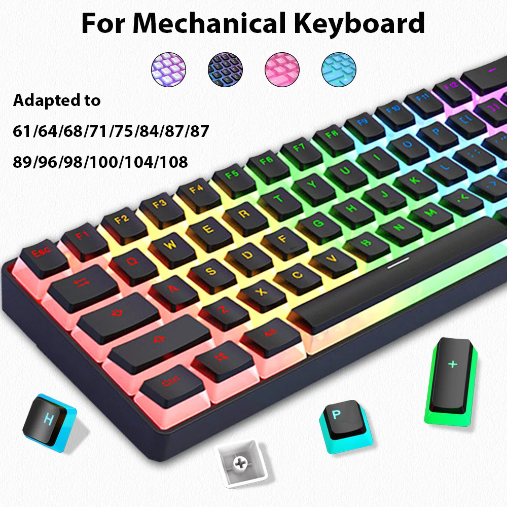 Gaming Keyboard No Rgb - 129キー プディングキーキャップ PBT ダブルショット RGB ゲーミングキーボードキーキャップ