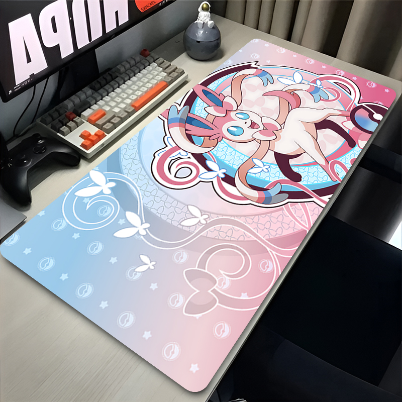 Gaming Keyboard En Mouse - 大型ピンクかわいいマウスパッド XXL ゲームコンピュータアクセサリー P-ポケモン シルベオン キーボード