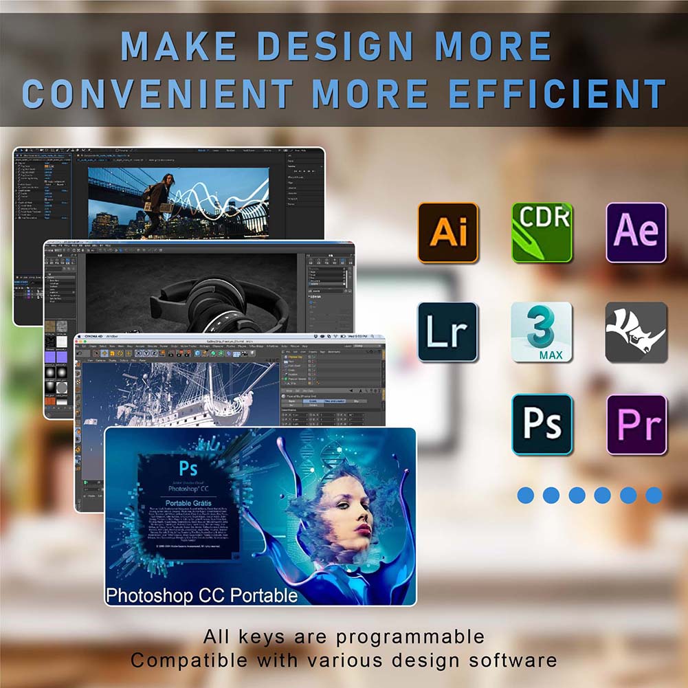 Gaming Keyboard 1 Hand - 3キー1ノブ/4キー プログラミングマクロ カスタムノブキーボード RGB有線USB 片手 ホットスワップ