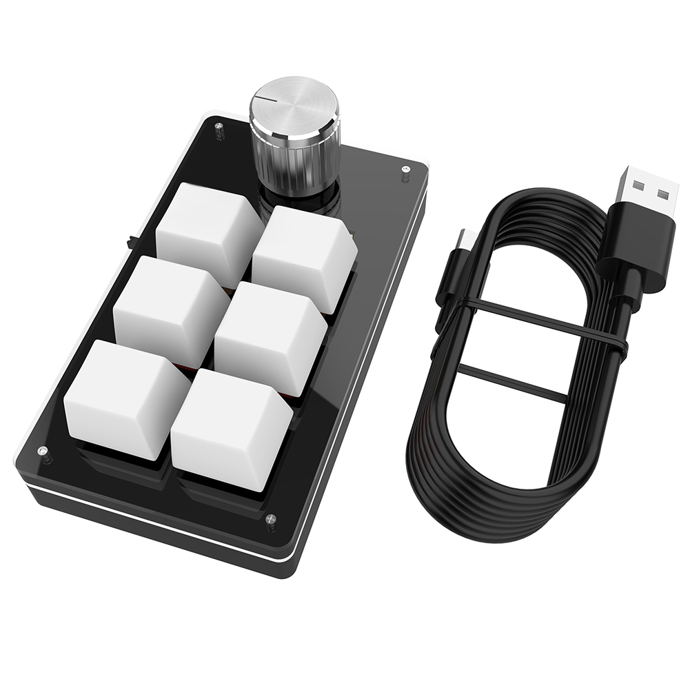Gaming Keyboard 1 Hand - 6キー1ノブ片手メカニカルゲーミングキーボード ホットスワップRGBミニメカニカルBTキーボード メカニカルマクロパッド オフィスゲーム用