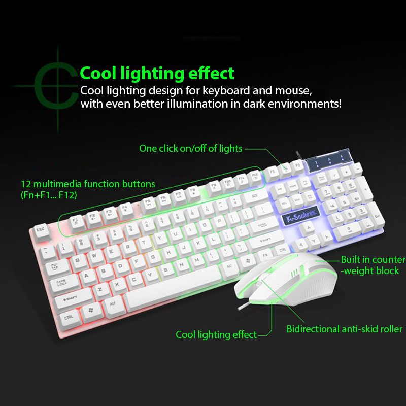 KM320 キーボードとマウスセット防水発光ゲームバックライ - Gaming Keyboard And Mouse Combo Wireless のレビューと価格