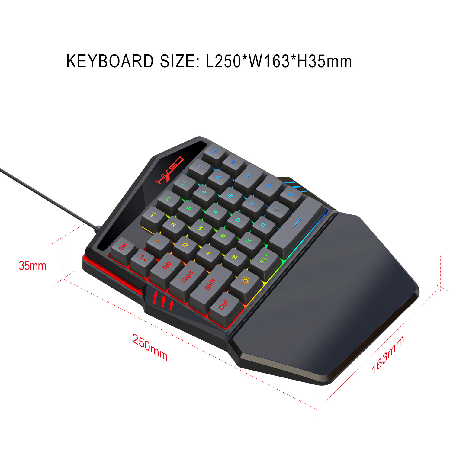 Hxsj-ゲーマー向けv100キーボード,35キー,片手,l - Gaming Keyboard Half のレビューと価格