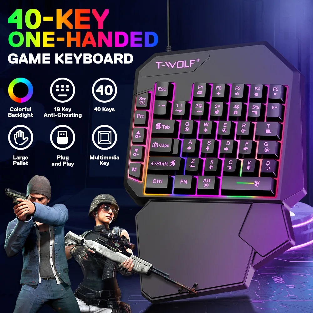 5 in 1 RGB ゲーミングキーボードマウスコンボ片手コ - Gaming Keyboard 1 Hand のレビューと価格