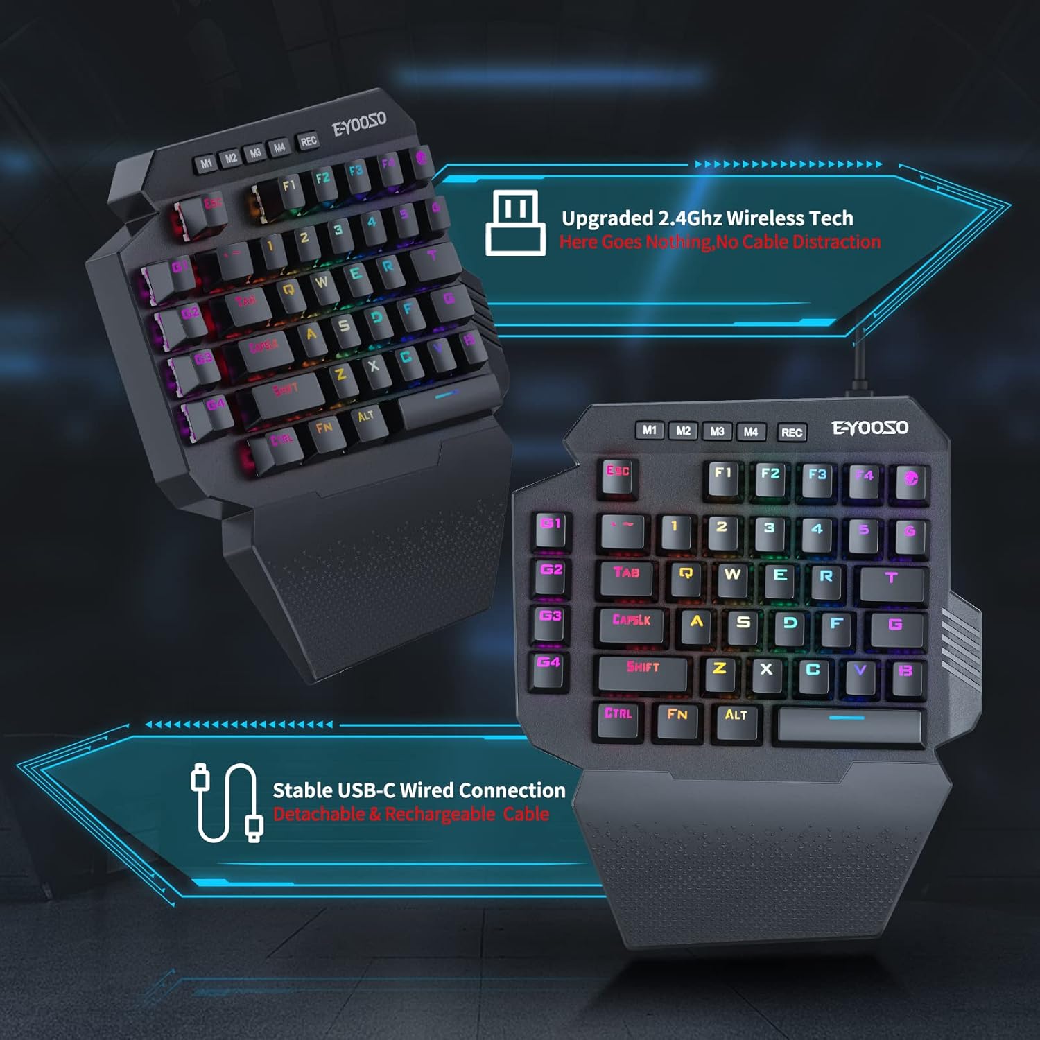 ワイヤレス片手メカニカルゲーミングキーボード、2.4Ghzと - Gaming Keyboard 1 Hand のレビューと価格