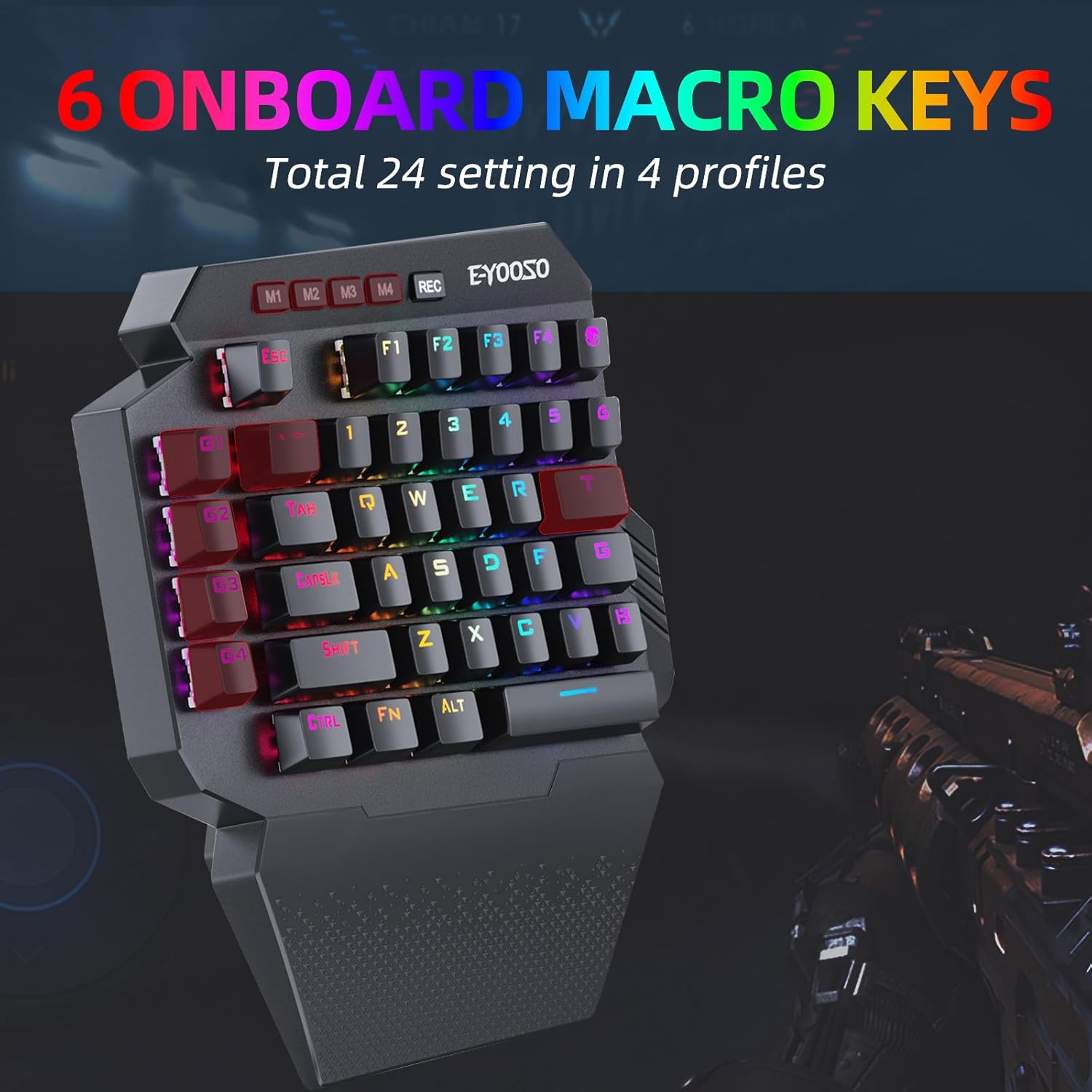 ワイヤレス片手メカニカルゲーミングキーボード、2.4Ghzと - Gaming Keyboard 1 Hand のレビューと価格