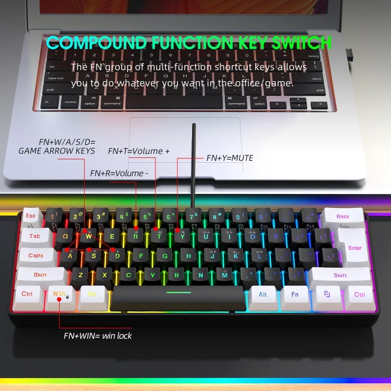 キーボードとマウス 60% コンピューターゲームコンボキット - Gaming Keyboard And Mouse Combo Wireless のレビューと価格