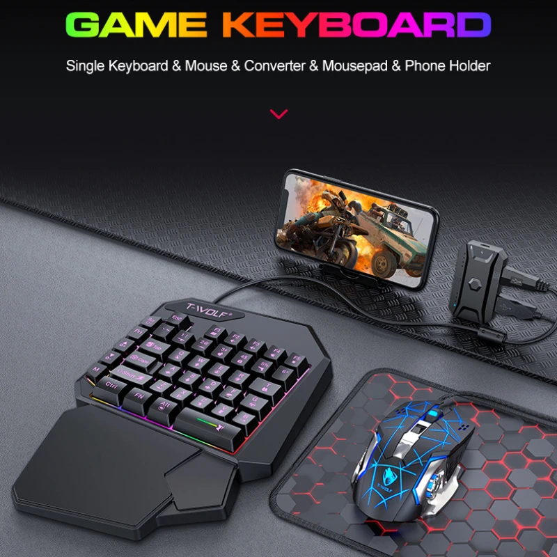 T-wolf-tf900片手キーボードセット、鶏と食事のため - Gaming Keyboard Half のレビューと価格