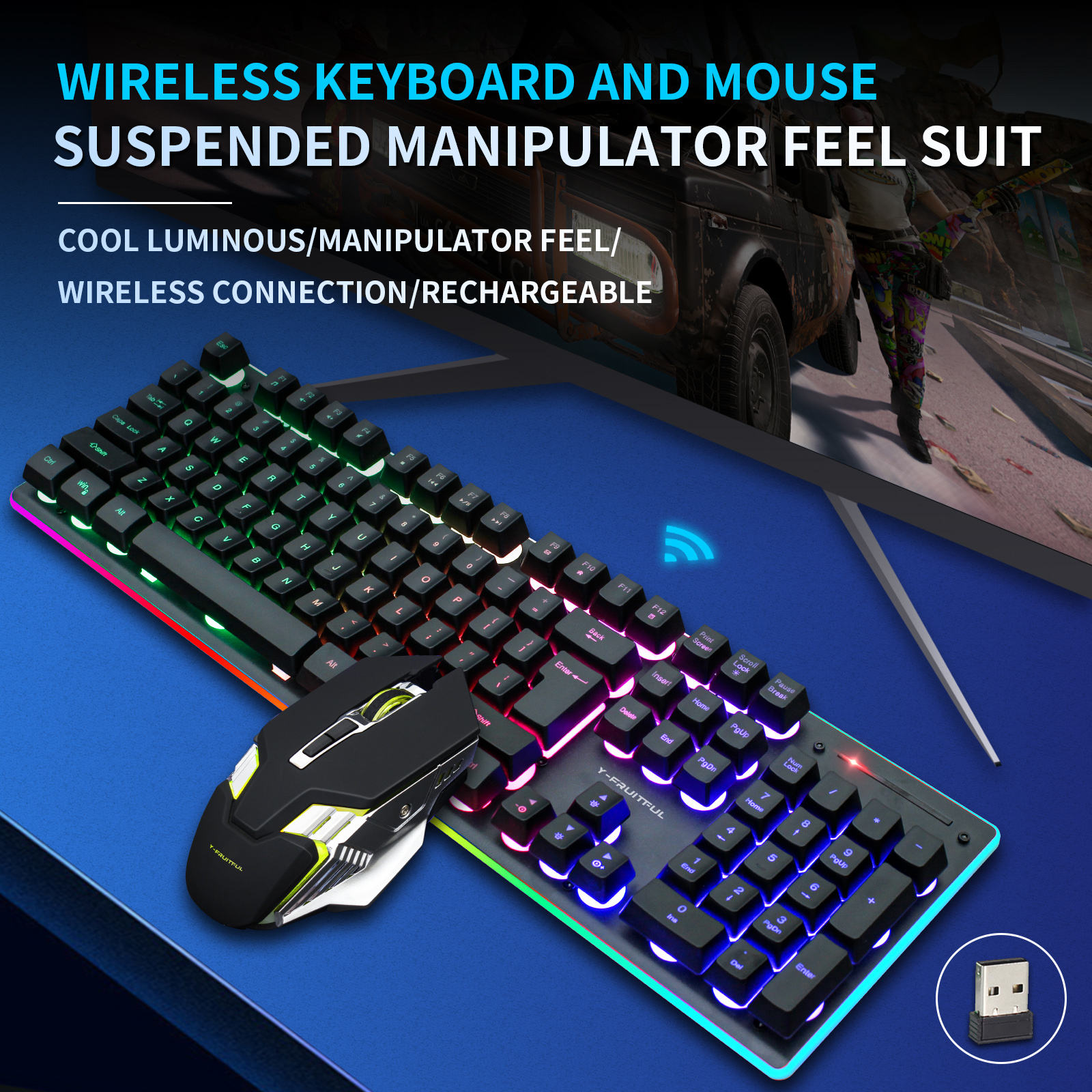 104キーRGBワイヤレスUSB充電式ゲーミングメカニカルキ - Gaming Keyboard And Mouse Combo Wireless のレビューと価格