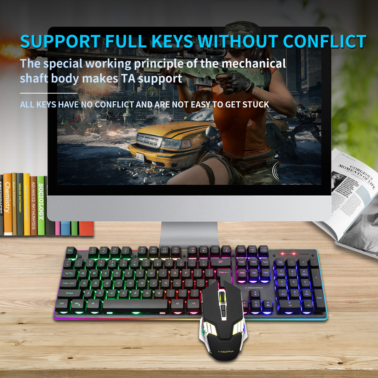 104キーRGBワイヤレスUSB充電式ゲーミングメカニカルキ - Gaming Keyboard And Mouse Combo Wireless のレビューと価格