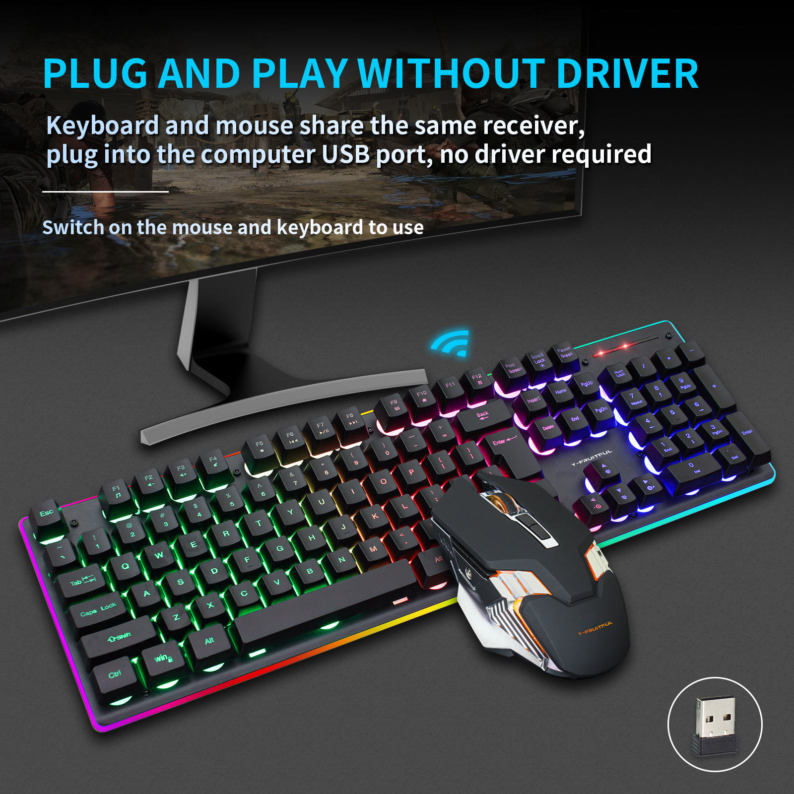 104キーRGBワイヤレスUSB充電式ゲーミングメカニカルキ - Gaming Keyboard And Mouse Combo Wireless のレビューと価格