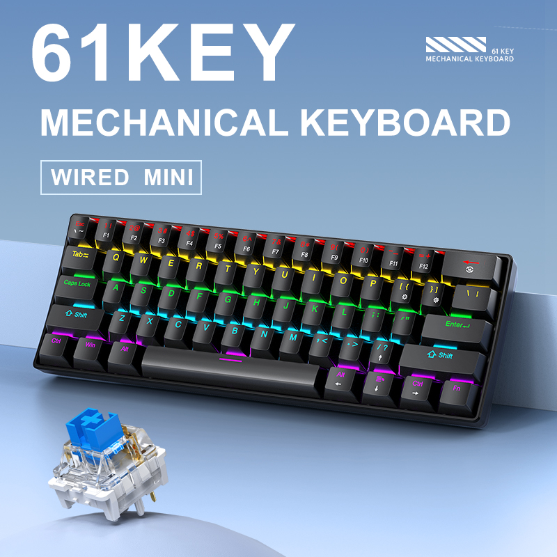K61 有線メカニカルゲーミングキーボード、60% 61キー - Gaming Keyboard And Mouse Set のレビューと価格