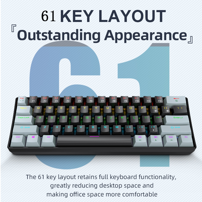K61 有線メカニカルゲーミングキーボード、60% 61キー - Gaming Keyboard And Mouse Set のレビューと価格