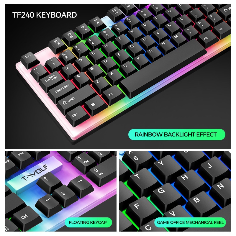 T-Wolf Tf240 4 in 1 スペイン語対応ゲーミ - Gaming Keyboard Mouse And Headset Combo のレビューと価格