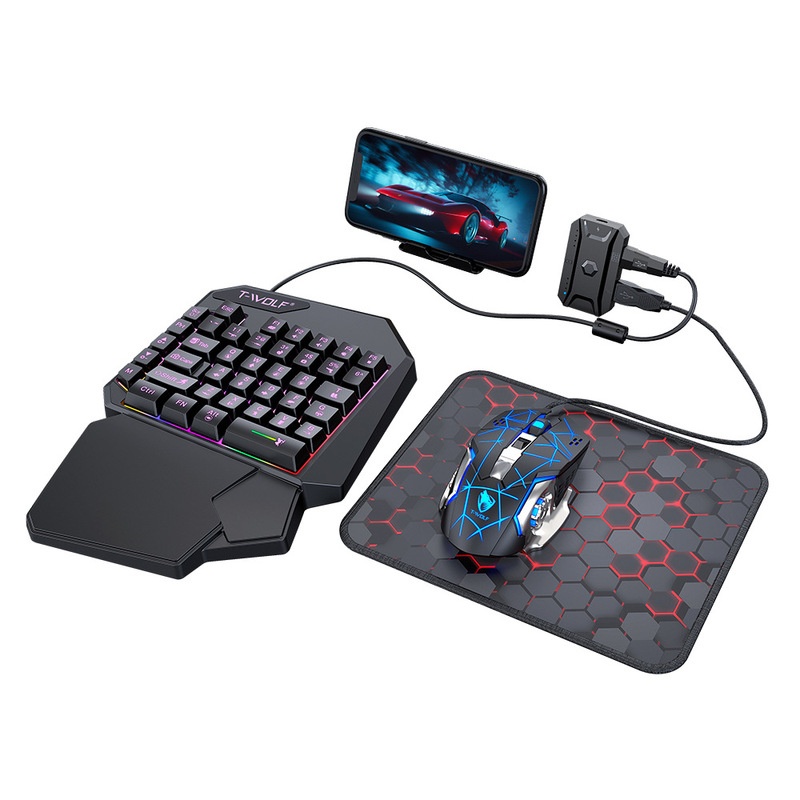 T-Wolf Tf950 5 in 1片手ゲーミングキーボー - Gaming Keyboard Half のレビューと価格