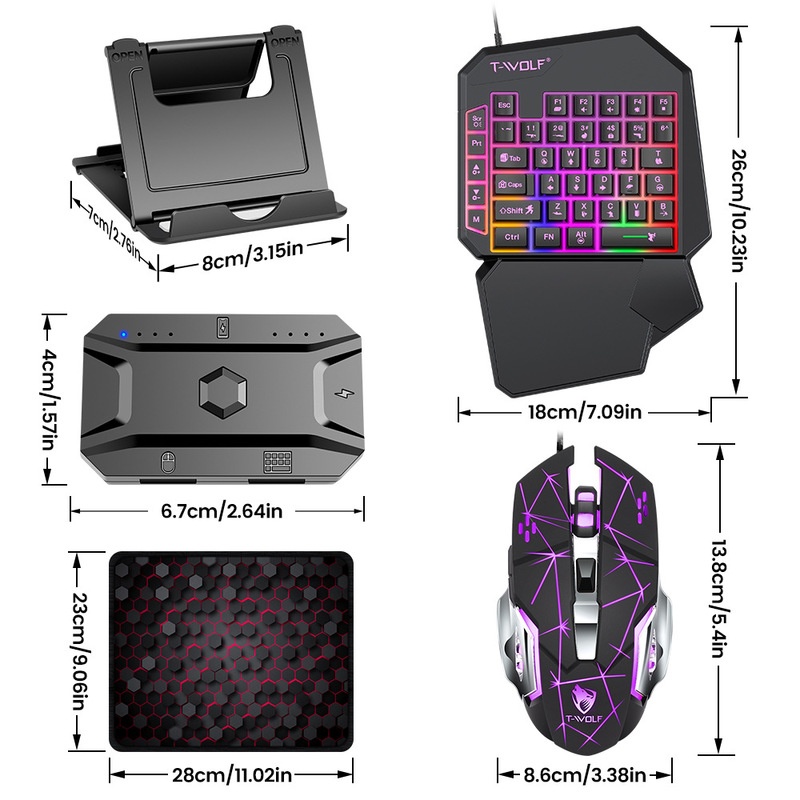 T-Wolf Tf950 5 in 1片手ゲーミングキーボー - Gaming Keyboard Half のレビューと価格