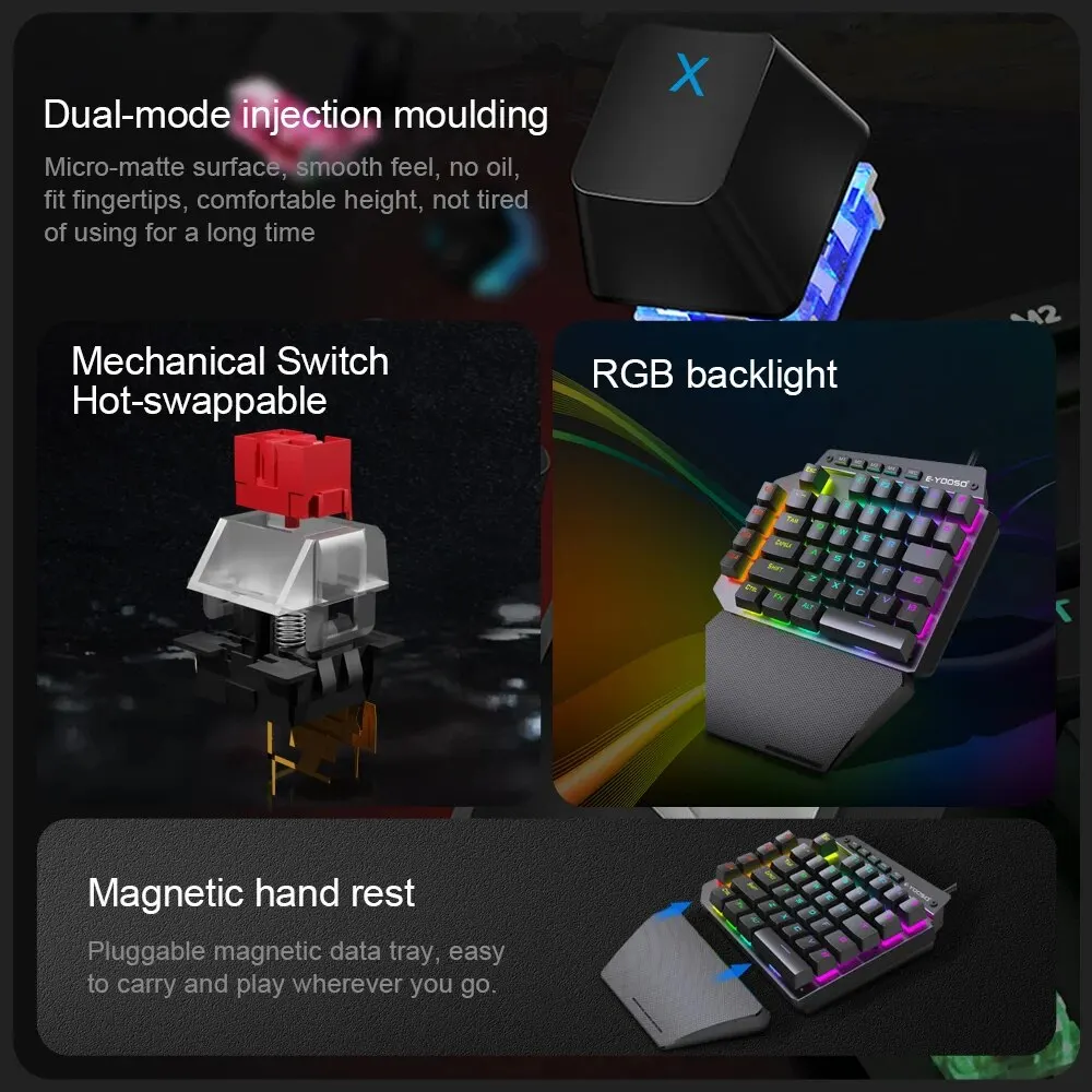 E-YOOSO K700 RGB 片手メカニカルゲーミング有 - Gaming Keyboard 1 Hand のレビューと価格