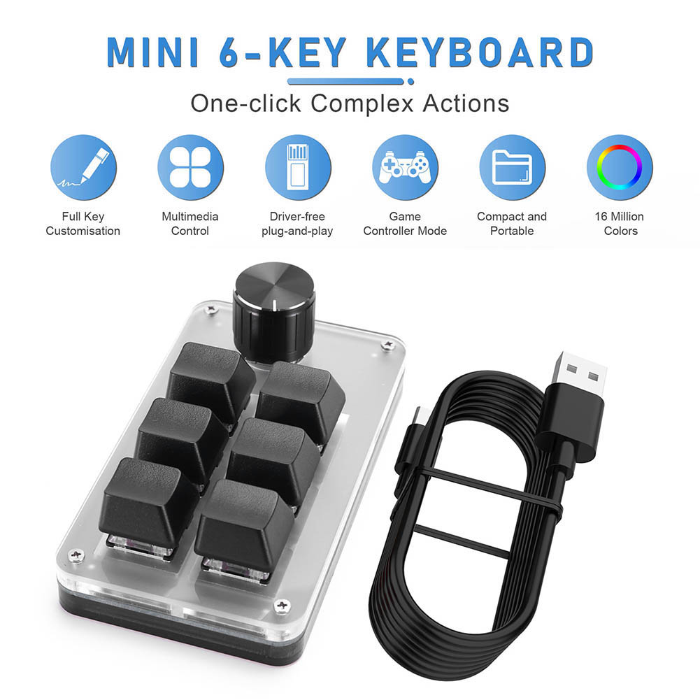 6キー1ノブ片手メカニカルゲーミングキーボード ホットスワッ - Gaming Keyboard 1 Hand のレビューと価格