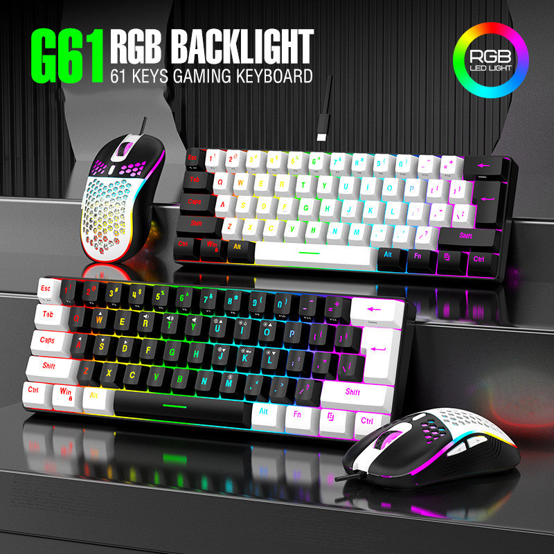 キーボードとマウスセット 60% RGB ゲーミングキーボー - Gaming Keyboard Mouse And Headset Combo のレビューと価格